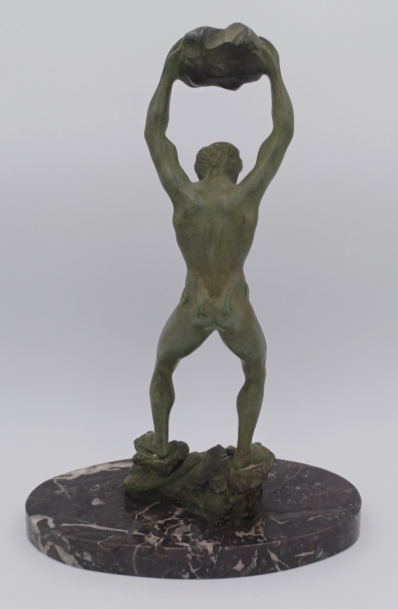 Ganu Gantcheff, Man And Snake, Bronze, Art Deco-photo-2