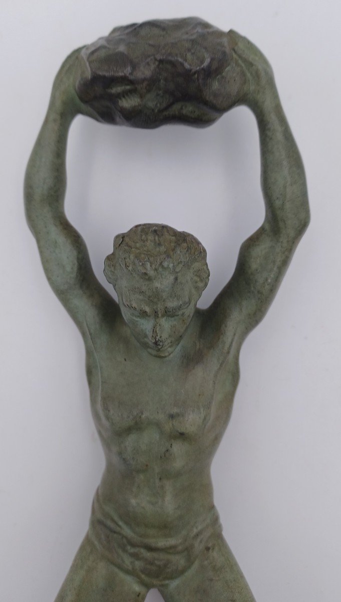 Ganu Gantcheff, Man And Snake, Bronze, Art Deco-photo-3