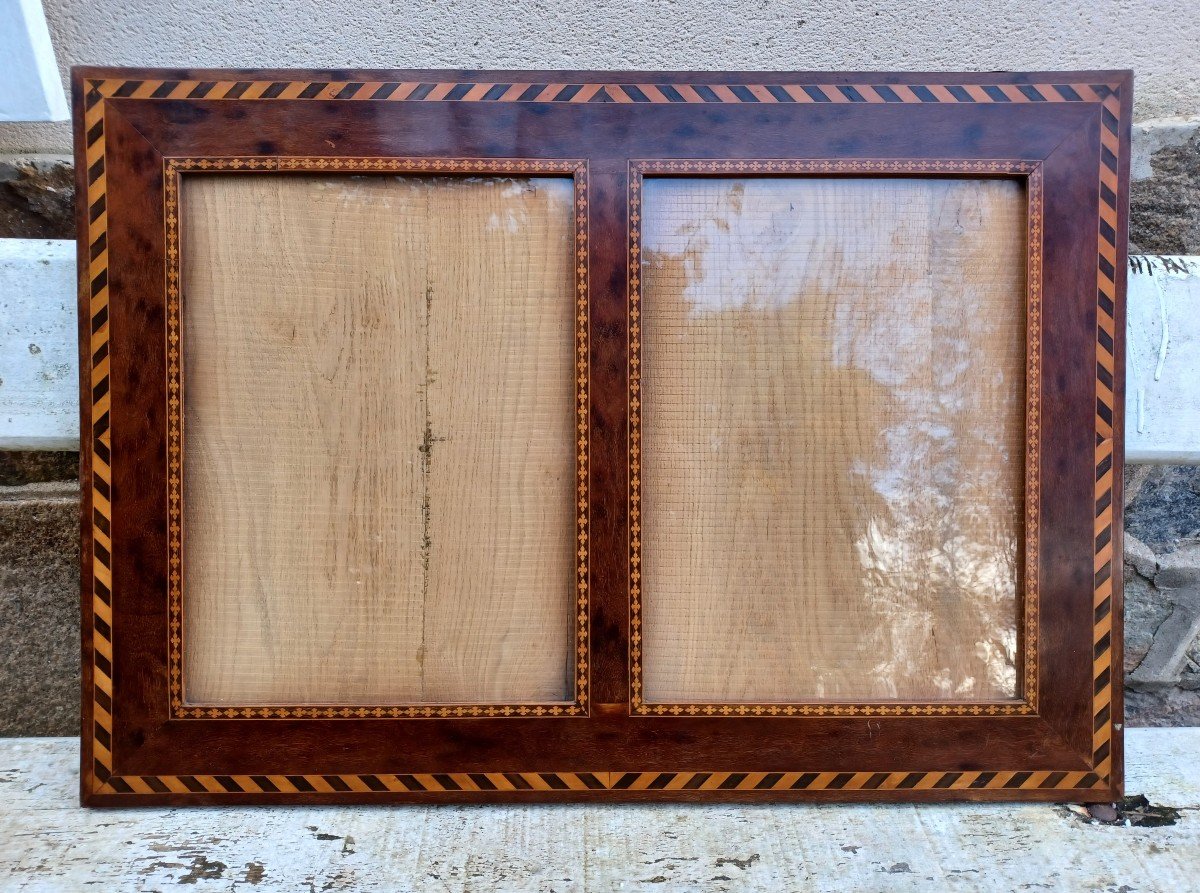 Large Double Frame In Marquetry, 19th Century