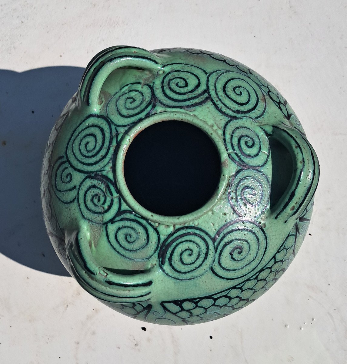Rare Vase By Jean Leclerc In Vallauris, Art Deco-photo-2