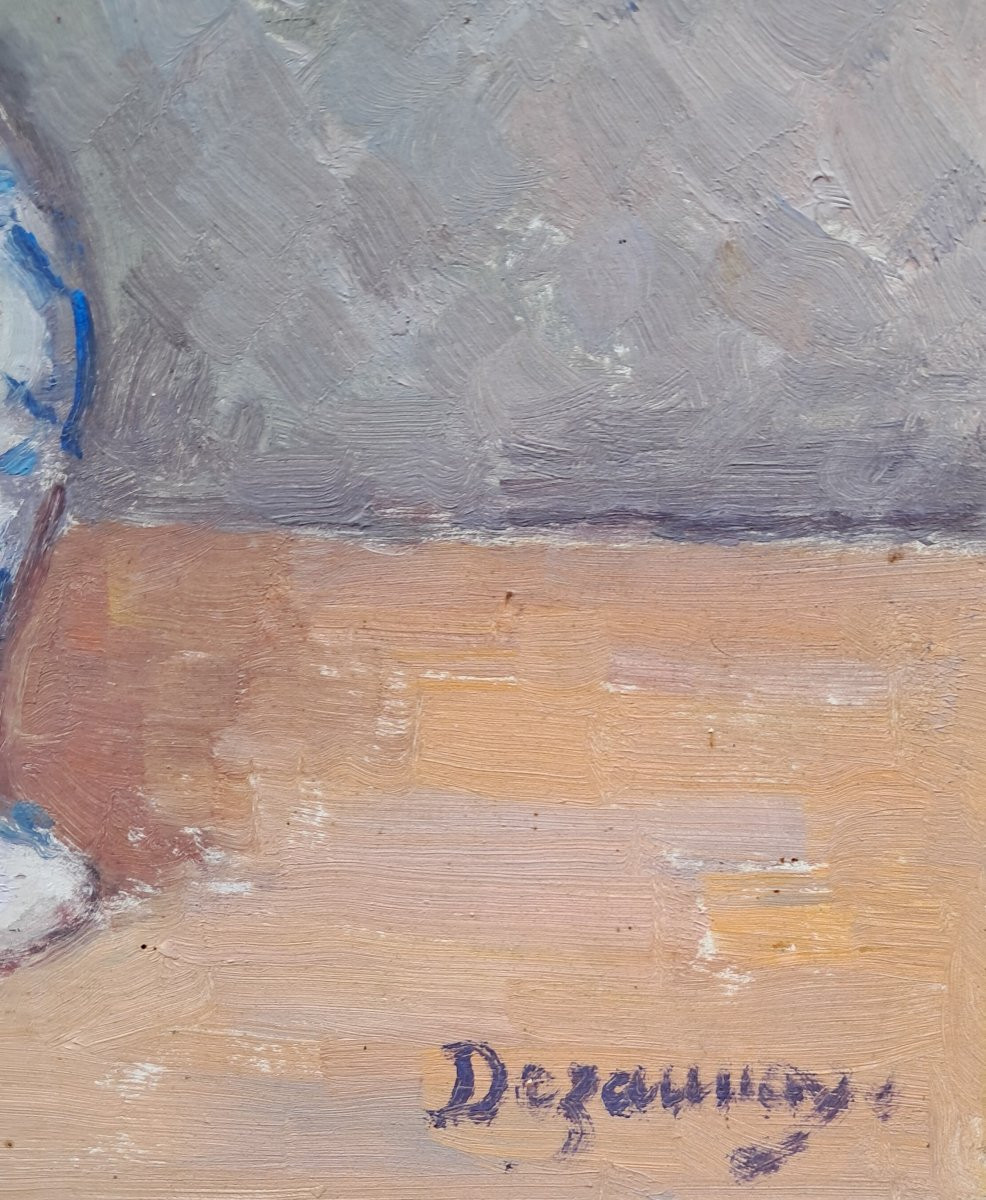 Emile Dezaunay (1854-1938), bouquet, huile sur carton-photo-3