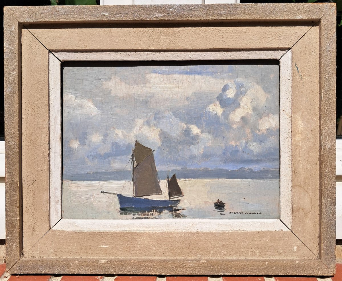 Pierre Wagner (1897-1943) "temps d'orage Douarnenez", huile sur panneau-photo-2