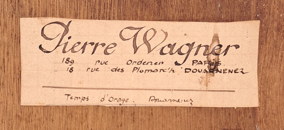 Pierre Wagner (1897-1943) "temps d'orage Douarnenez", huile sur panneau-photo-4