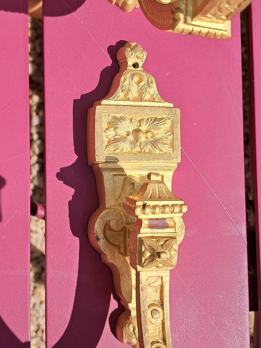 série de huit embrasses rideaux en bronze dorée, XIXème siècle-photo-2