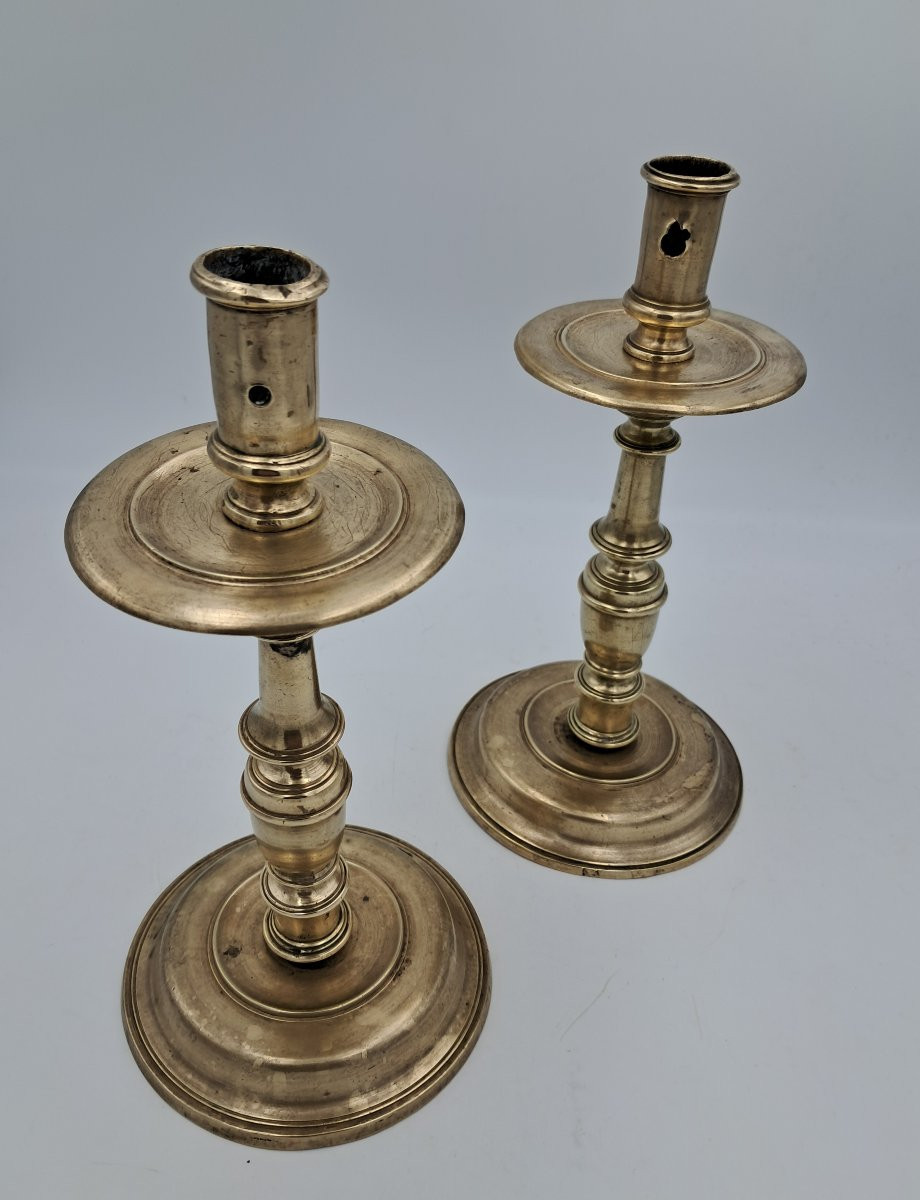 Paire De Bougeoirs à Coupelle XVIIème Siècle, Espagne-photo-4