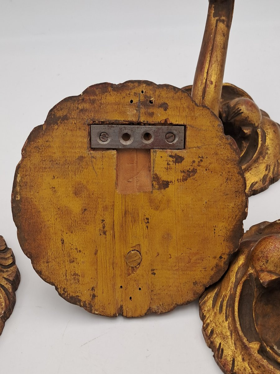 4 Curtain Tiebacks, Lion Heads, Carved And Gilded Wood, Italy 19th Century-photo-4