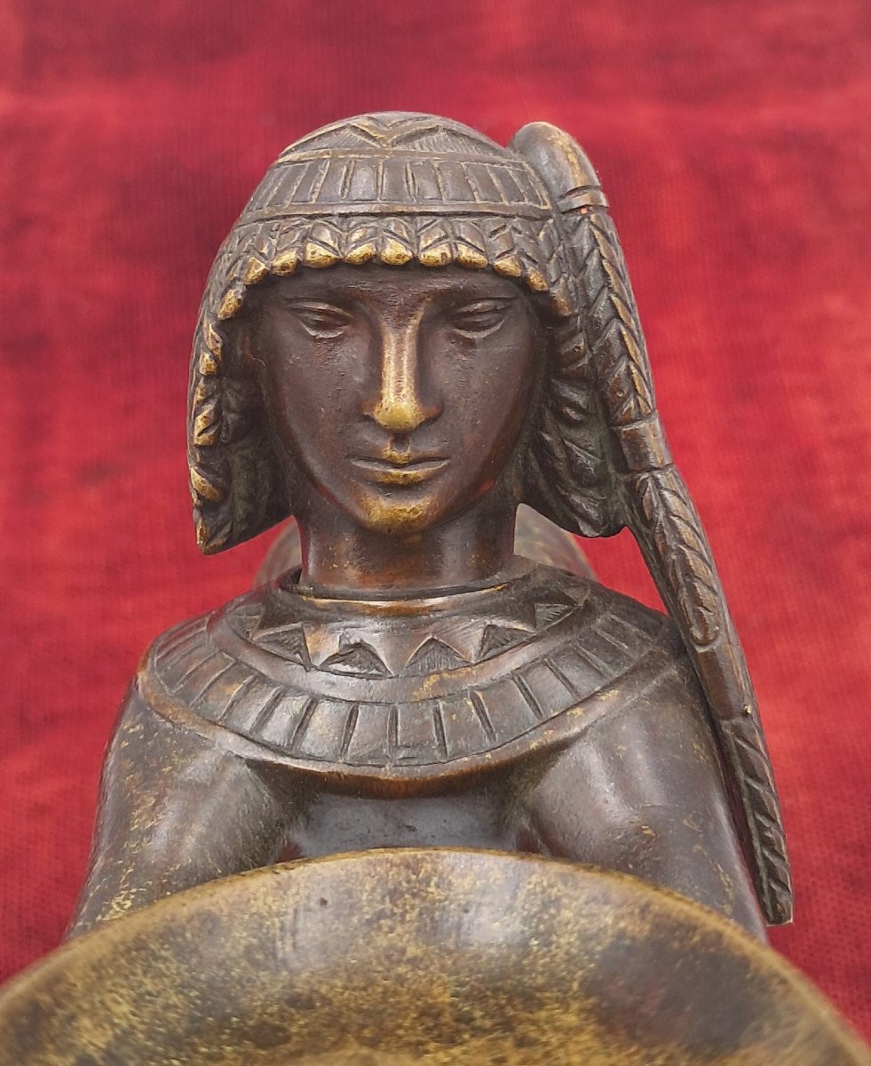 Bronze Pocket Emptier, Art Deco, Reclining Egyptian, Egyptian Revival-photo-2