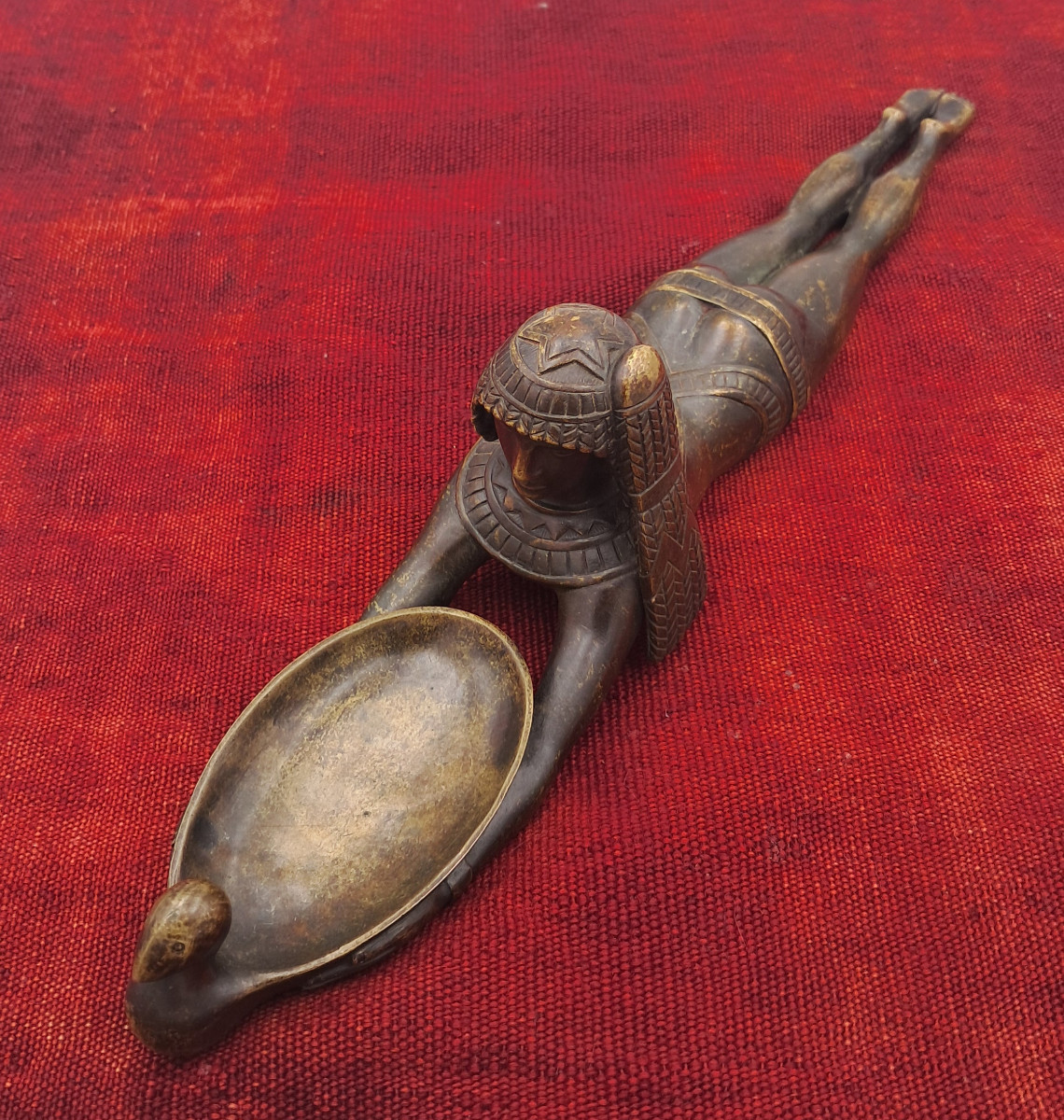 Bronze Pocket Emptier, Art Deco, Reclining Egyptian, Egyptian Revival