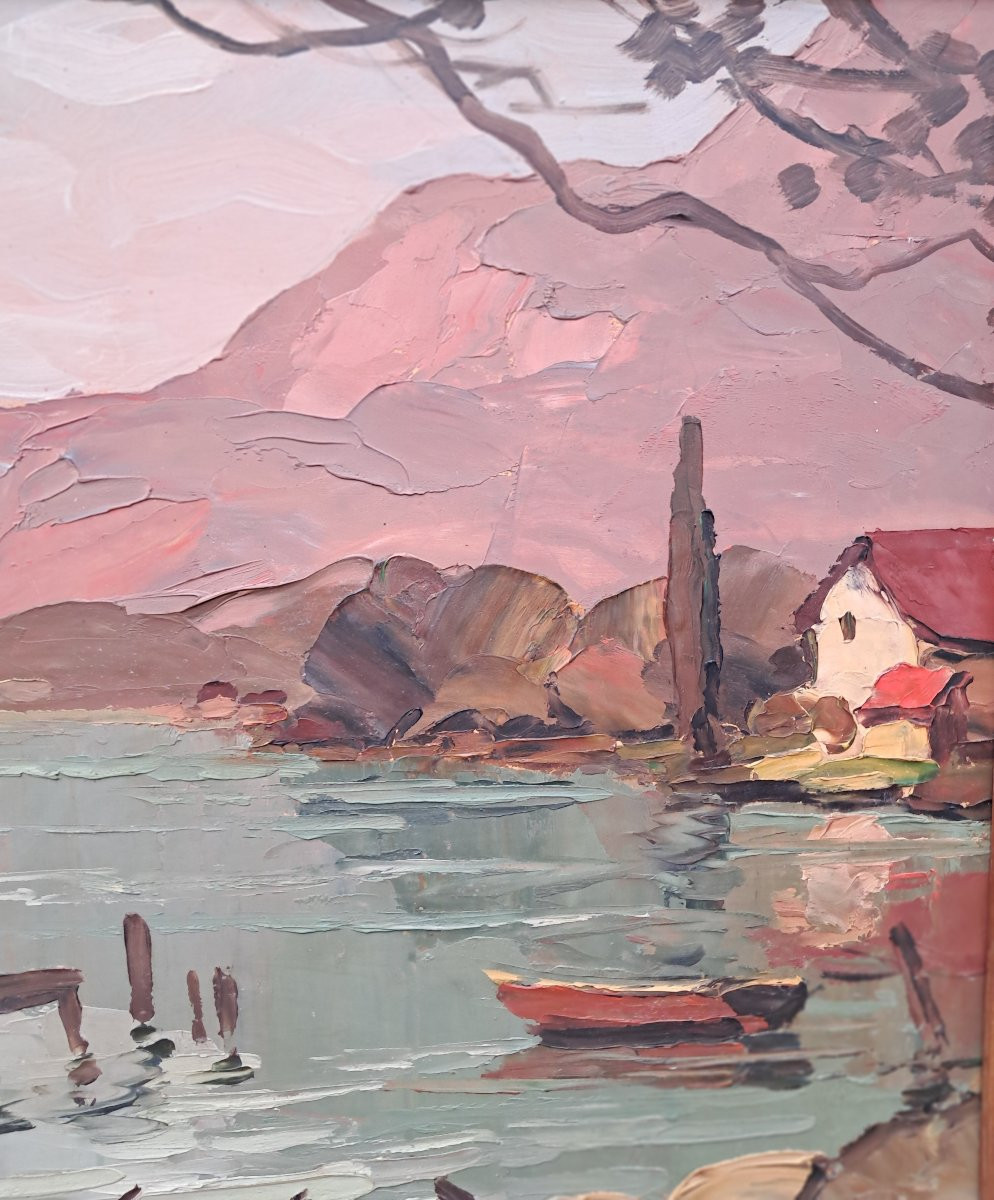 Lucien Poignant (1905-1941), Lake Annecy, 1931, Oil On Panel-photo-4