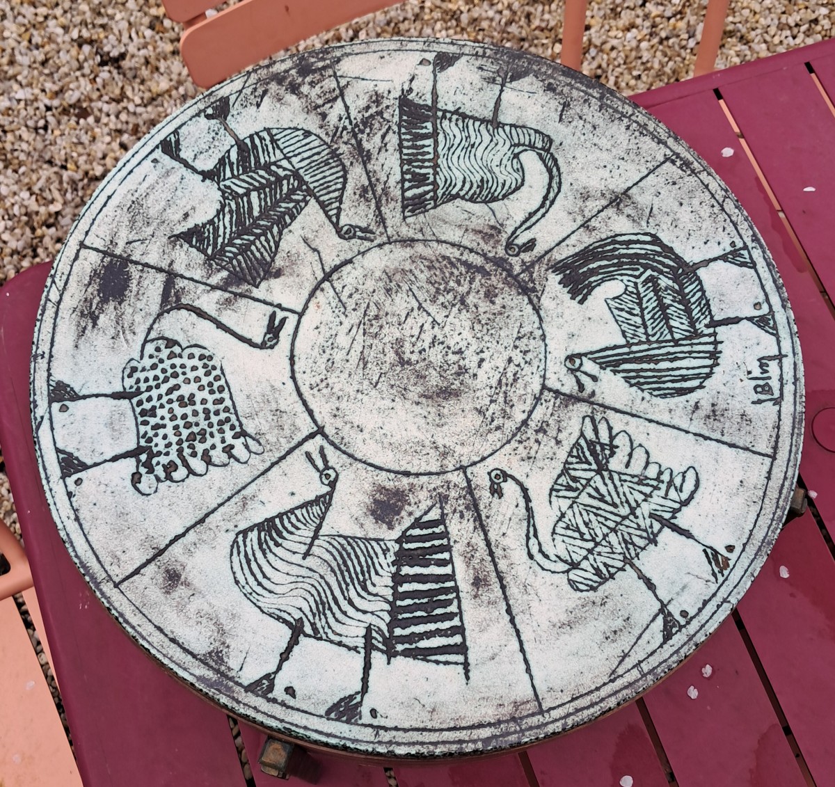 Jacques Blin (1920-1995), Coffee Table Decorated With Birds