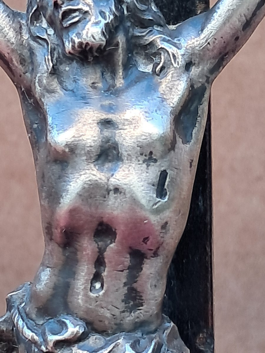 Crucifix, Late 18th/early 19th Century, Silver Christ (hallmarked 1798-1809)-photo-3