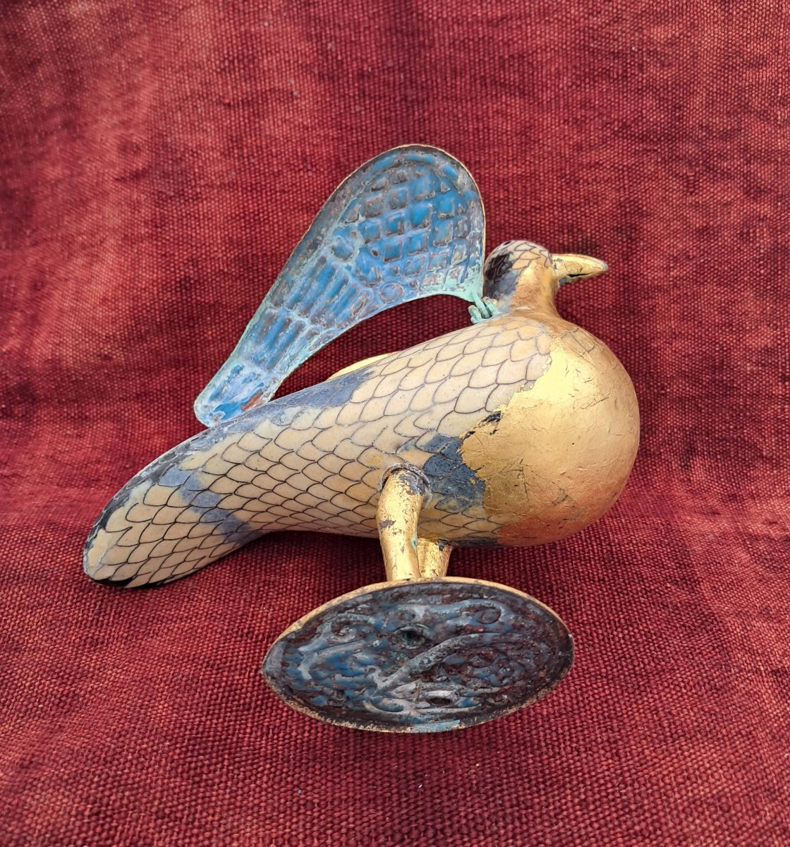 Eucharistic Dove, Peristerium, In Medieval Style, Gilded Metal And Cloisonné Enamels-photo-1