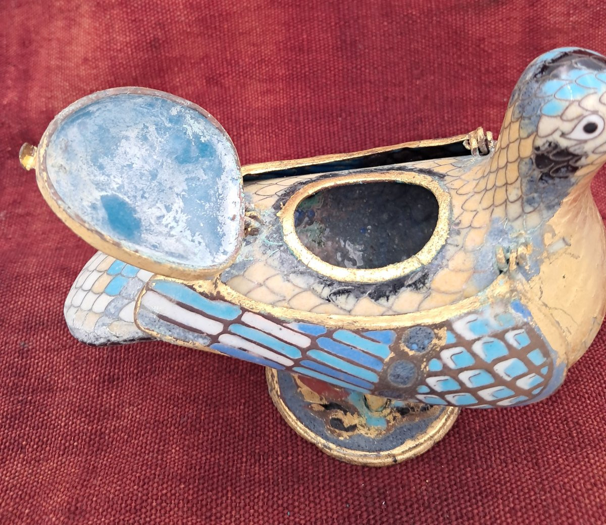 Eucharistic Dove, Peristerium, In Medieval Style, Gilded Metal And Cloisonné Enamels-photo-2