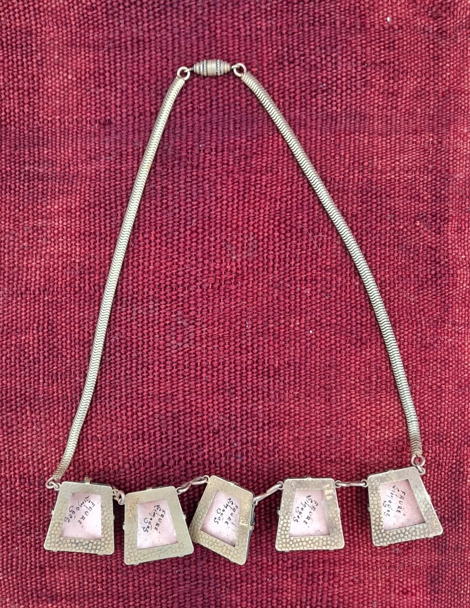 Camille Fauré à Limoges, collier à cinq éléments émaillés-photo-3