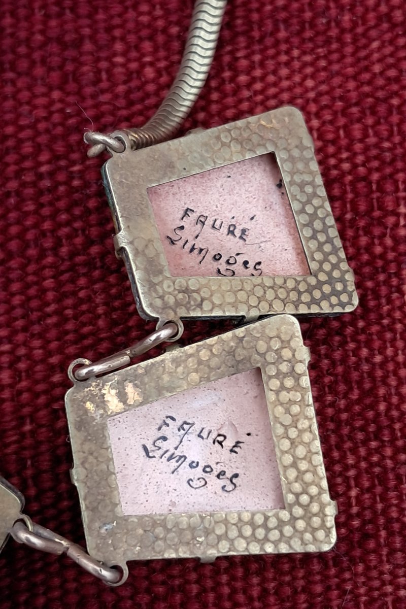 Camille Fauré à Limoges, collier à cinq éléments émaillés-photo-4