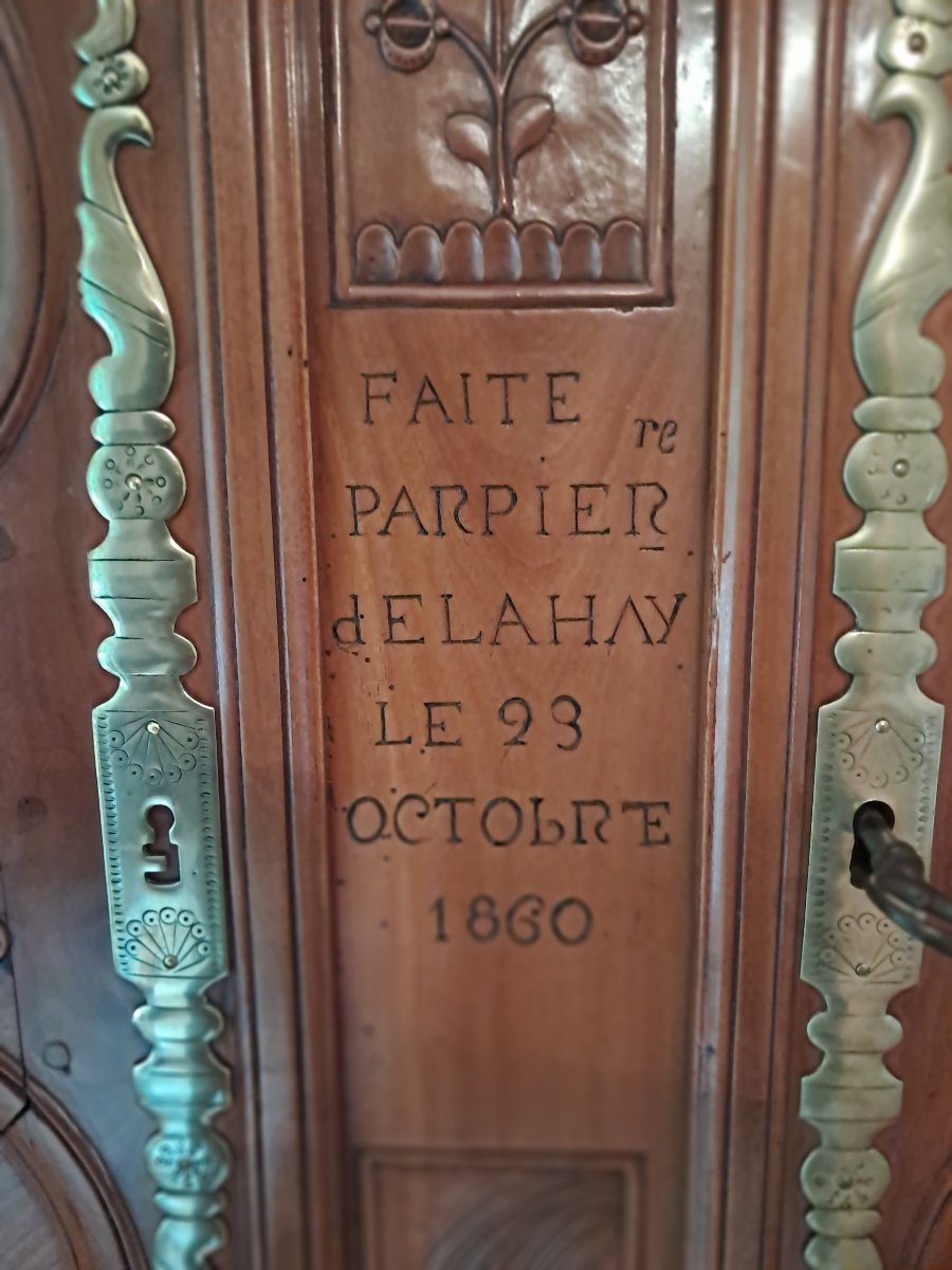 Armoire rennaise en merisier, signée et datée 1860, Rennes-photo-2
