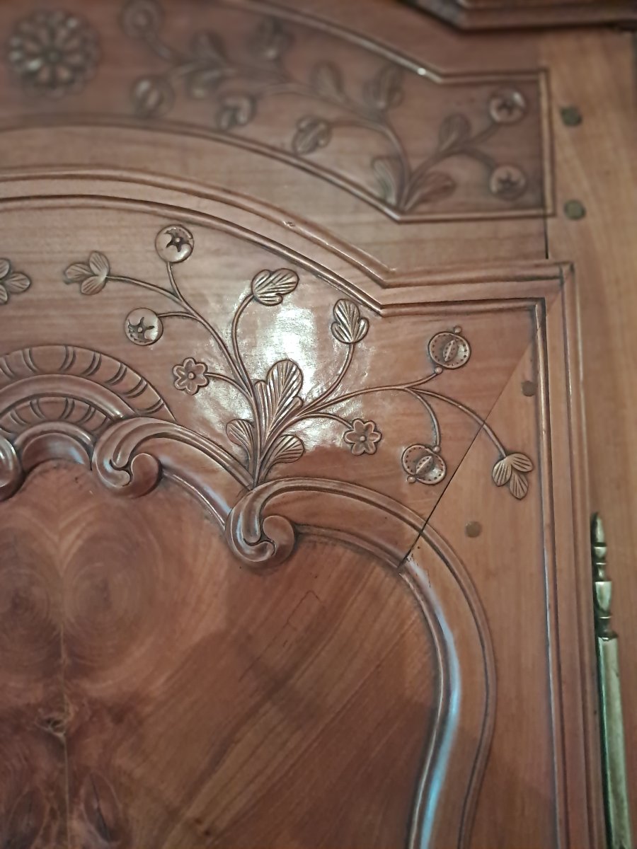 Armoire rennaise en merisier, signée et datée 1860, Rennes-photo-4
