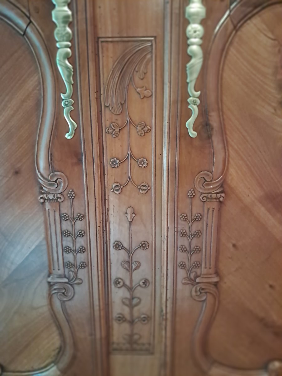 Armoire rennaise en merisier, signée et datée 1860, Rennes-photo-2