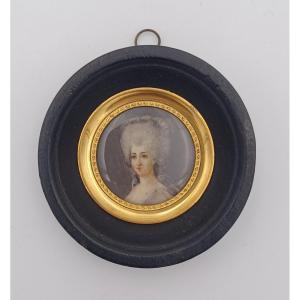 Miniature Late 18th Century, Portrait Of Woman