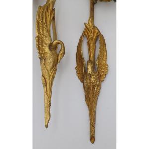 Charles Ranc, Attributed To, Suite Of Four Sconces In Gilt Bronze