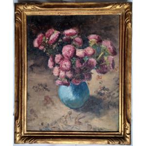 Bouquet De Fleurs, Huile Sur Toile, Vers 1900