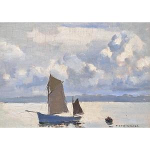 Pierre Wagner (1897-1943) "temps d'orage Douarnenez", huile sur panneau