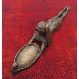 Bronze Pocket Emptier, Art Deco, Reclining Egyptian, Egyptian Revival