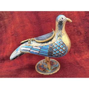 Eucharistic Dove, Peristerium, In Medieval Style, Gilded Metal And Cloisonné Enamels