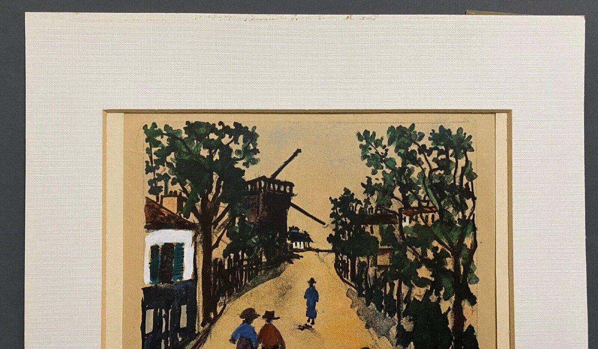 Lithographie Contresignee Maurice Utrillo Montmartre Moulin Galette-photo-3