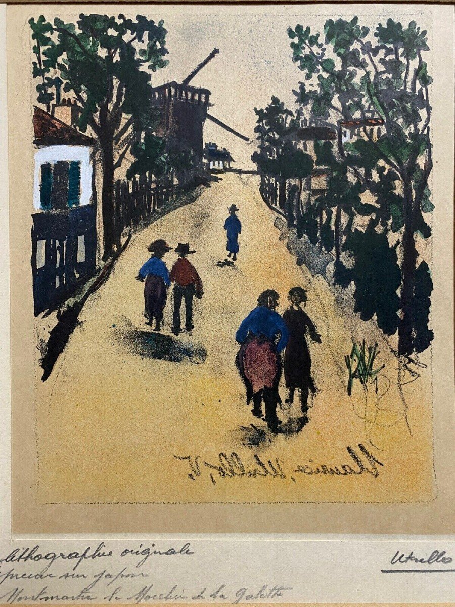 Lithograph Countersigned Maurice Utrillo Montmartre Moulin Galette