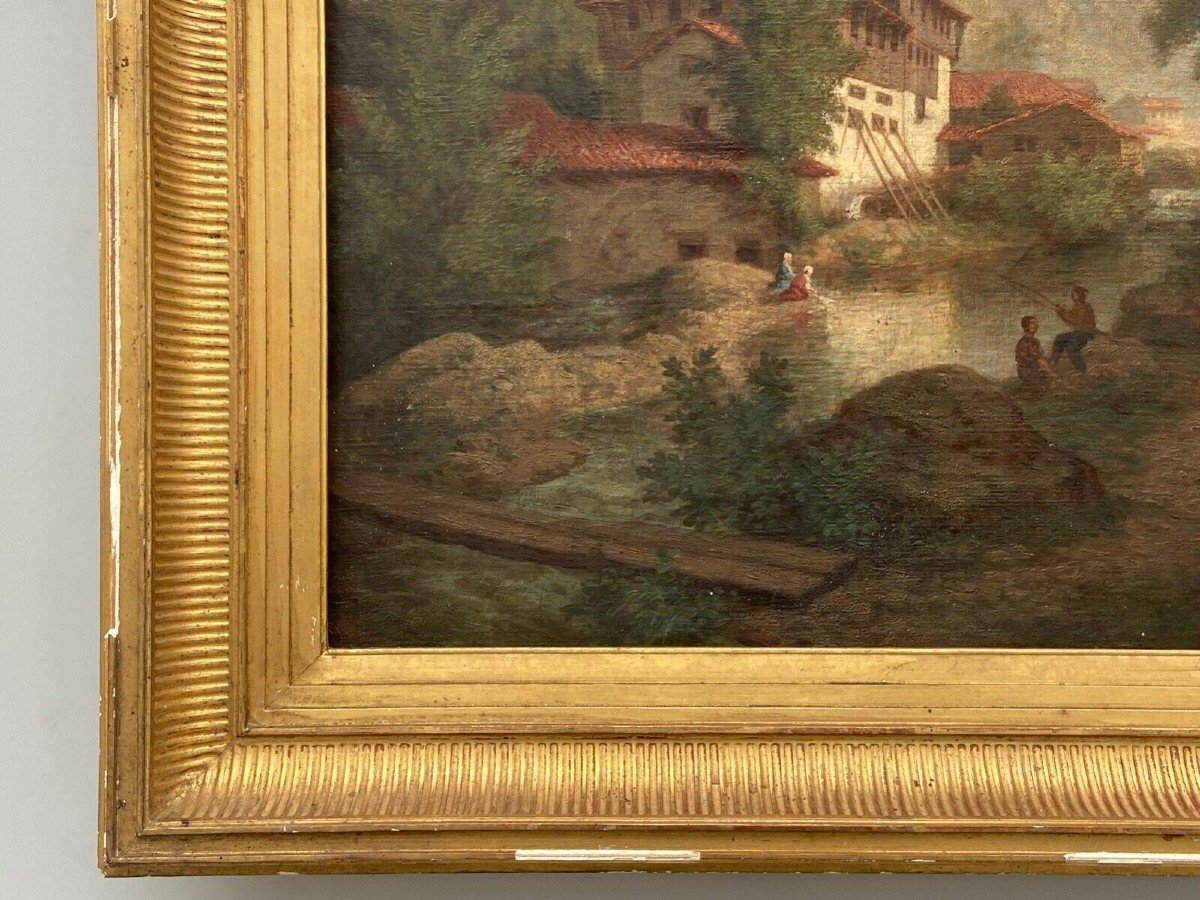 Oil On Canvas Claude Auguste Tamizier Nineteenth Riviere Frame Palmettes-photo-2