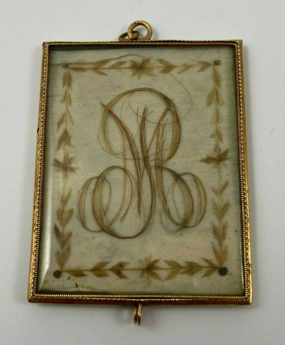 Gold Pendant XIX Eme Hallmark Hair Work-photo-2