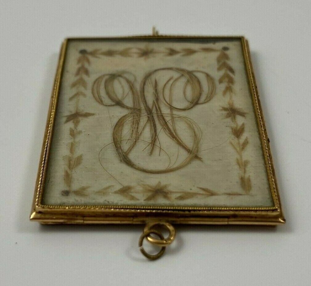 Gold Pendant XIX Eme Hallmark Hair Work-photo-2