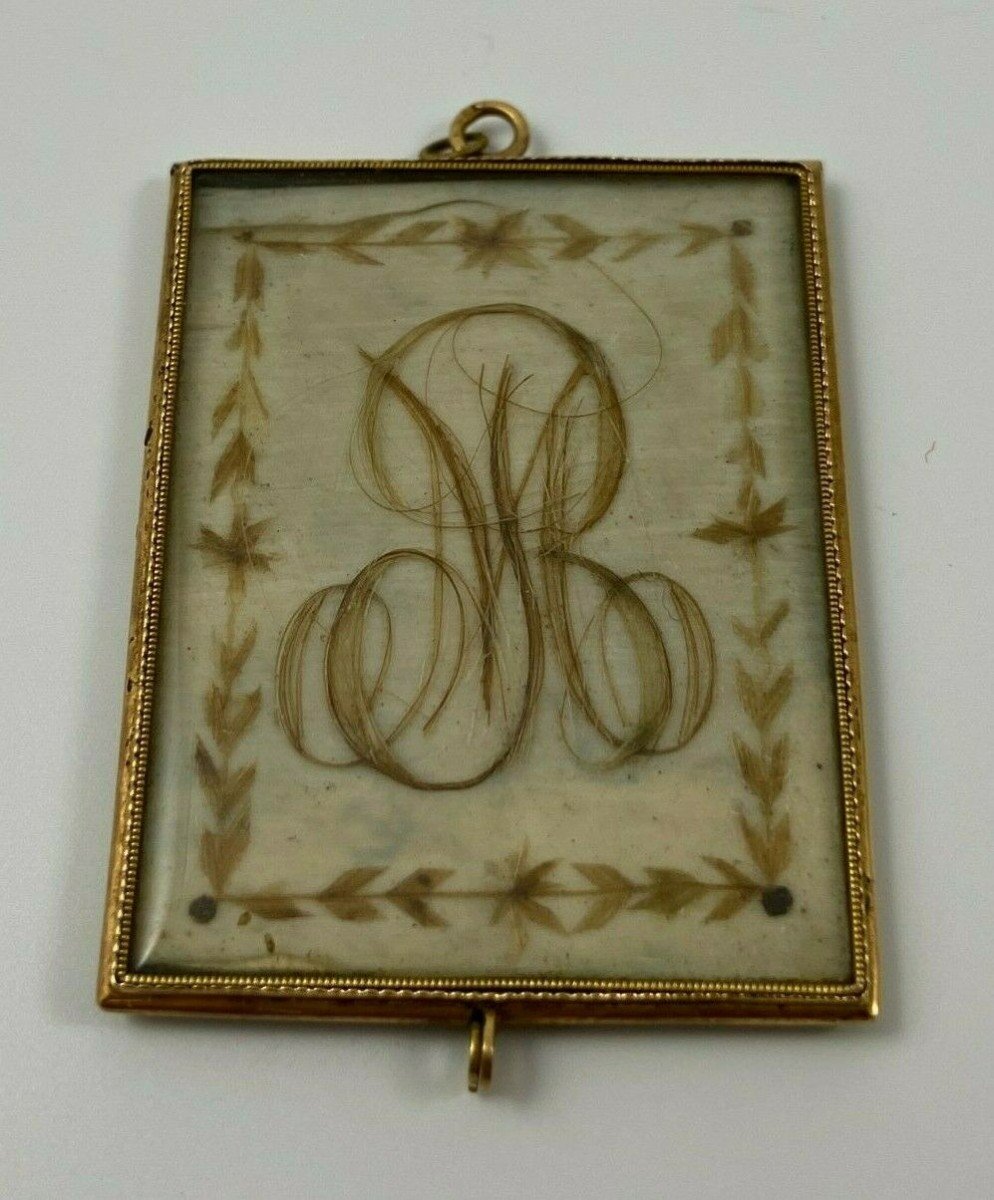 Gold Pendant XIX Eme Hallmark Hair Work-photo-7