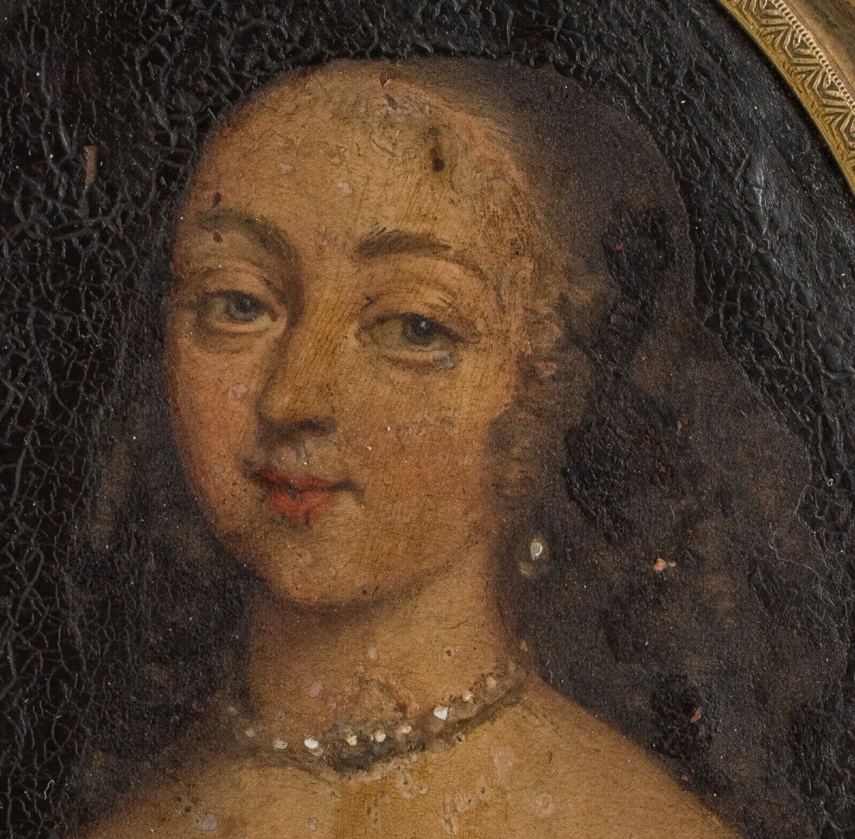 Miniature Portrait De Femme En Costume Epoque Louis XV Cadre Bois-photo-4