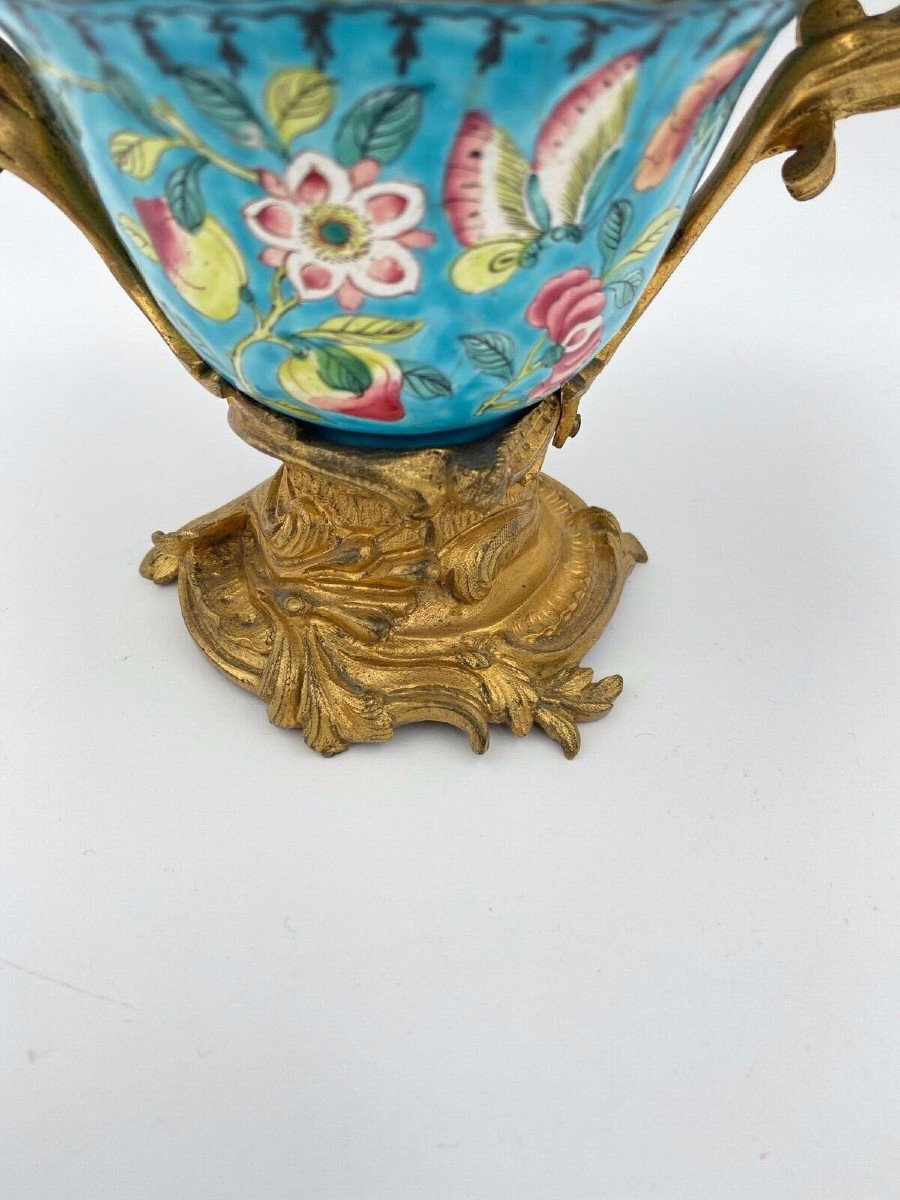 Coupe en porcelaine Chine XIXe montée bronze doré Louis XV-photo-4