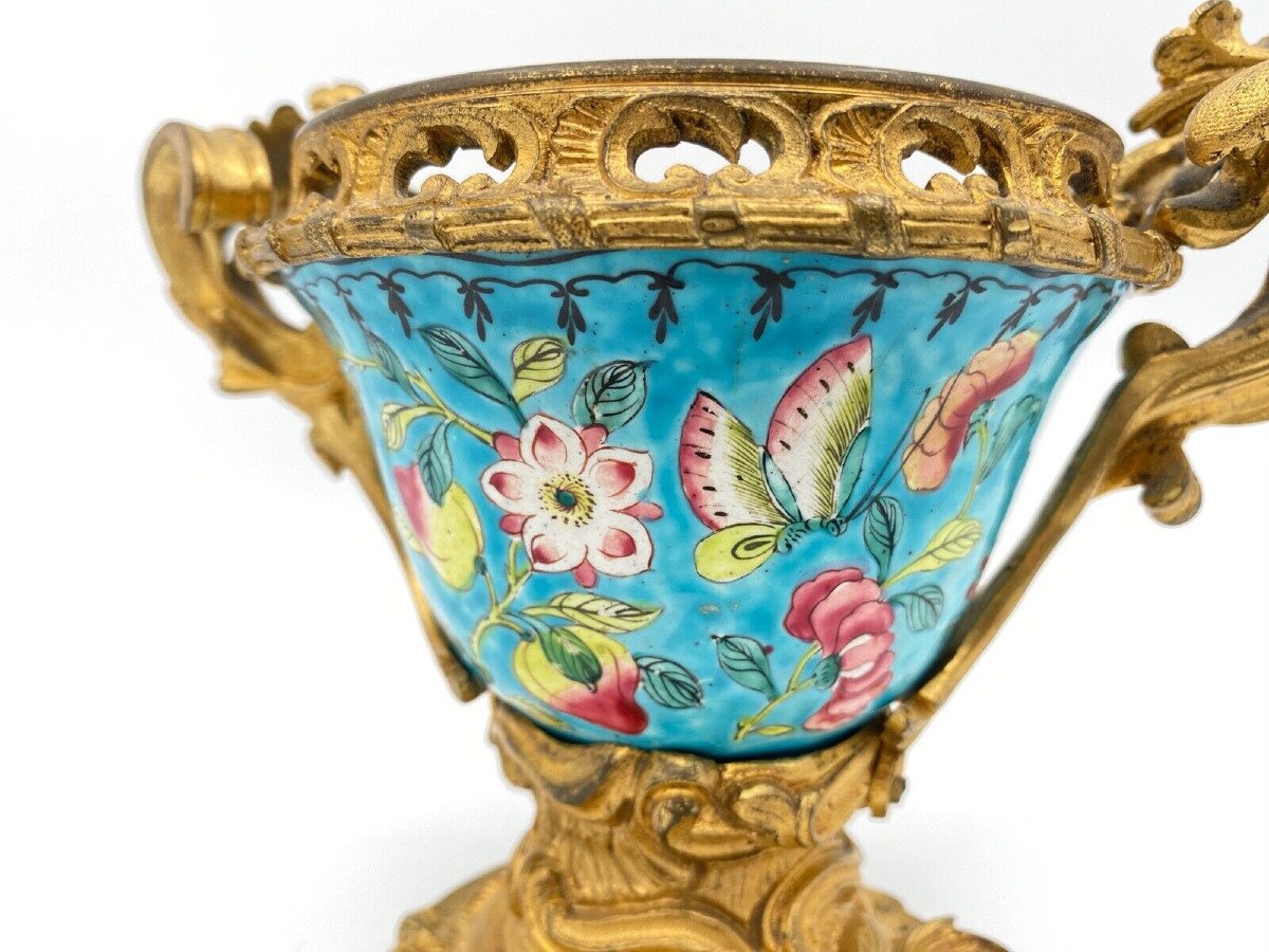 Coupe en porcelaine Chine XIXe montée bronze doré Louis XV-photo-6