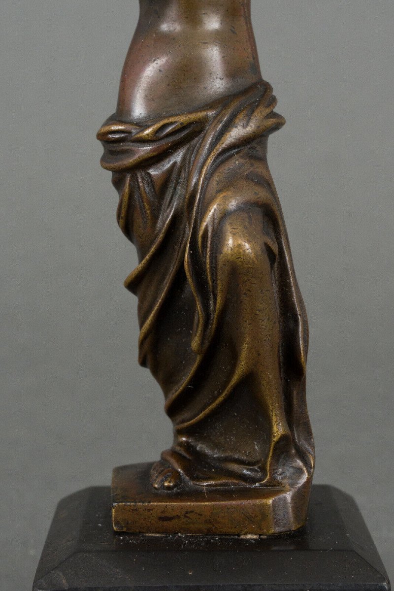 Statue en bronze Vénus de Milo Patine chocolatée XIXe Socle marbre noir-photo-3