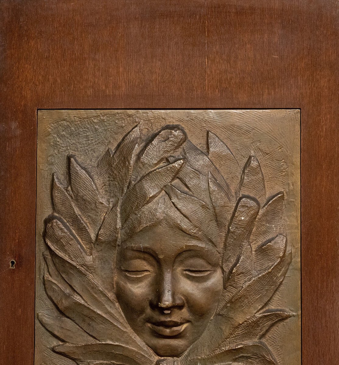 Art Deco Plate Face Of A Woman Cubizing 1930 Wooden Door-photo-3