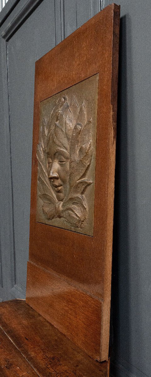 Art Deco Plate Face Of A Woman Cubizing 1930 Wooden Door-photo-4