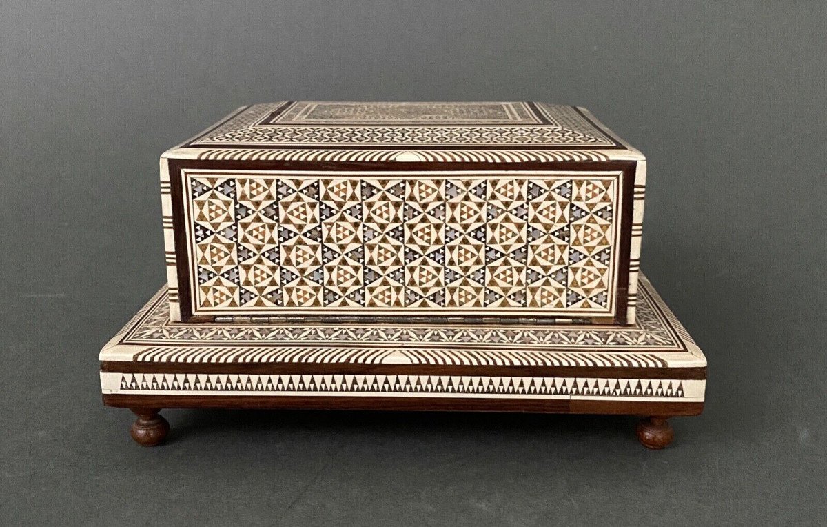 Oriental Cigarette Box In Mother-of-pearl Marquetry Twentieth Musical Box-photo-2