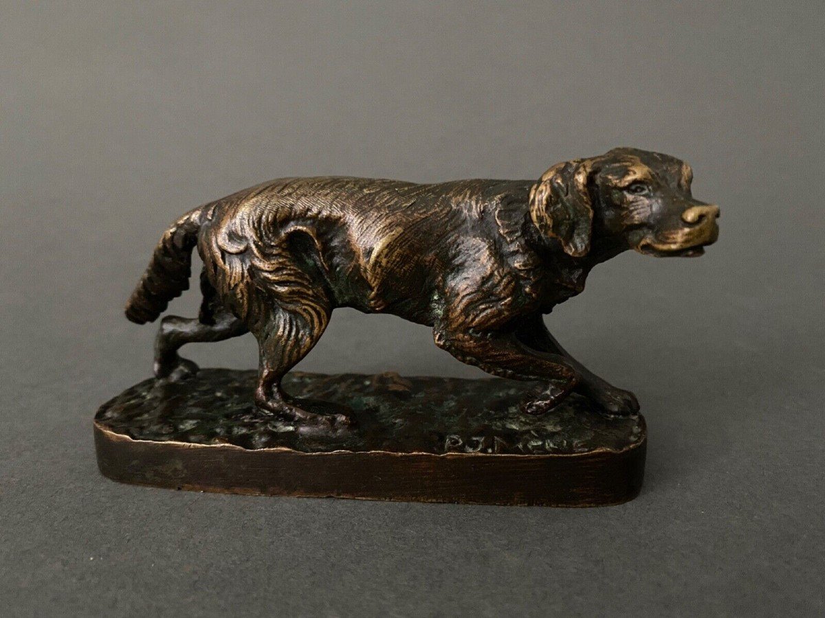 French Spaniel Dog In Bronze By Pierre-jules Mêne 1810-1879