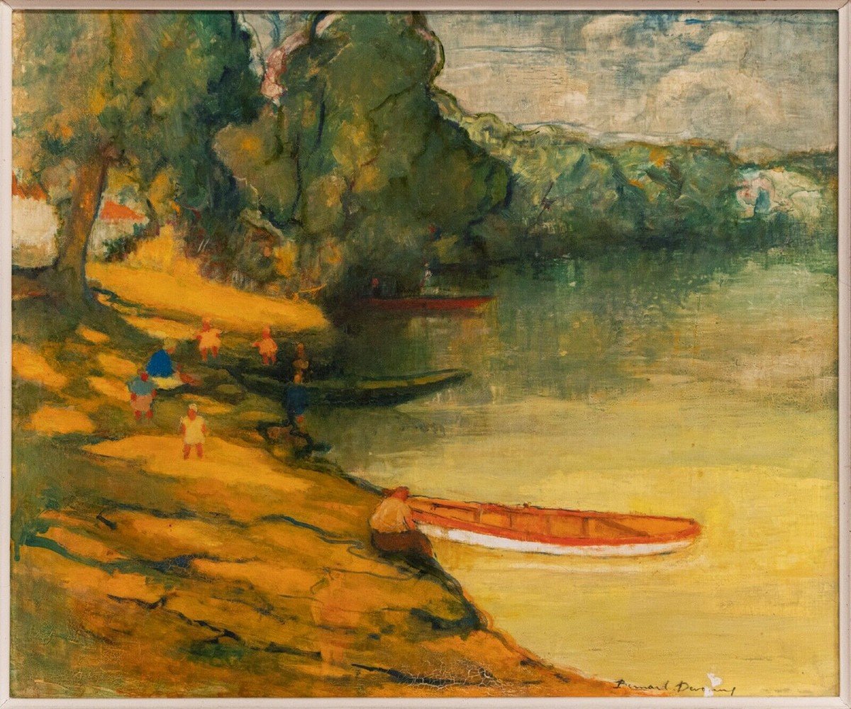 Huile sur panneau par Bernard Devanne Nantes Au Bord de l'eau XXe-photo-2