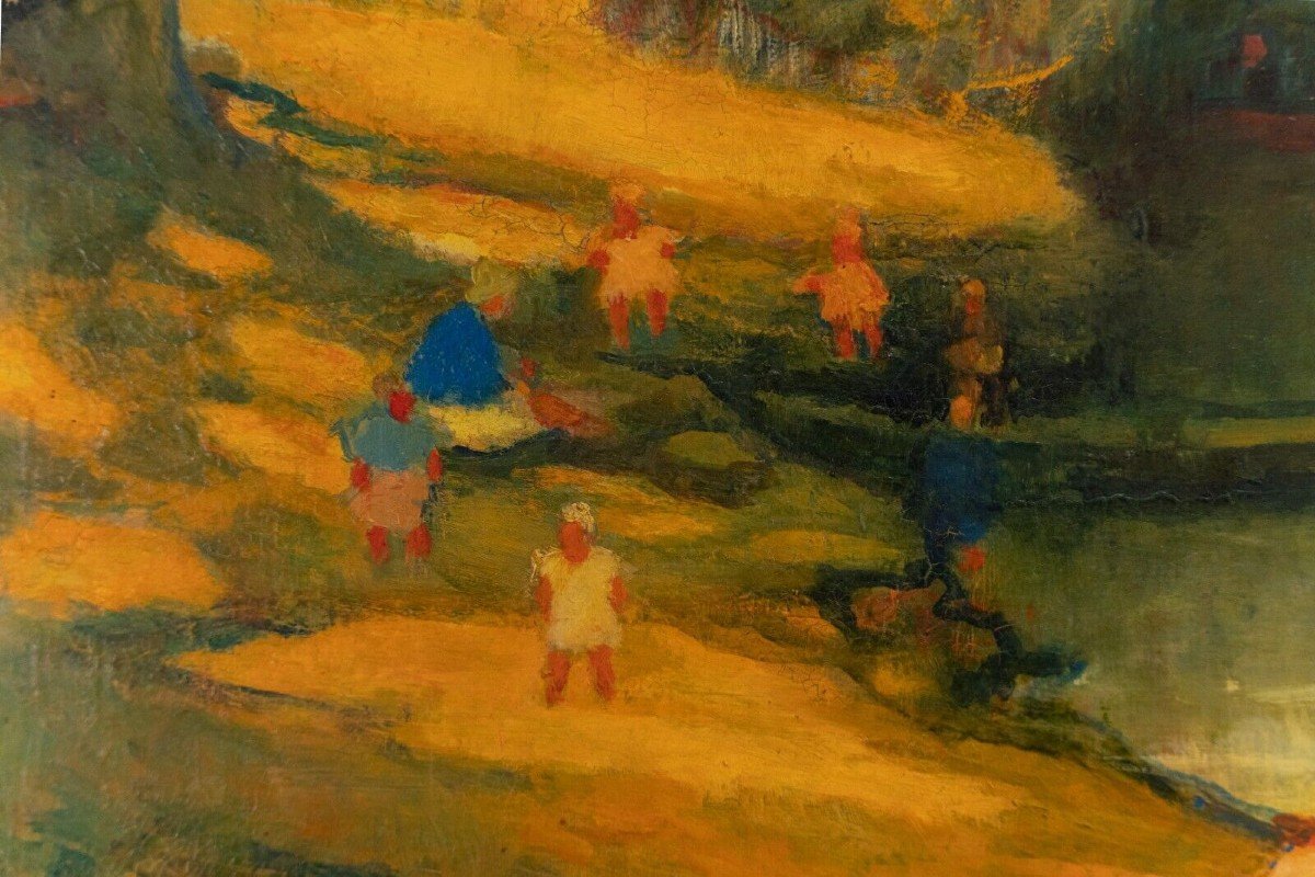 Huile sur panneau par Bernard Devanne Nantes Au Bord de l'eau XXe-photo-1