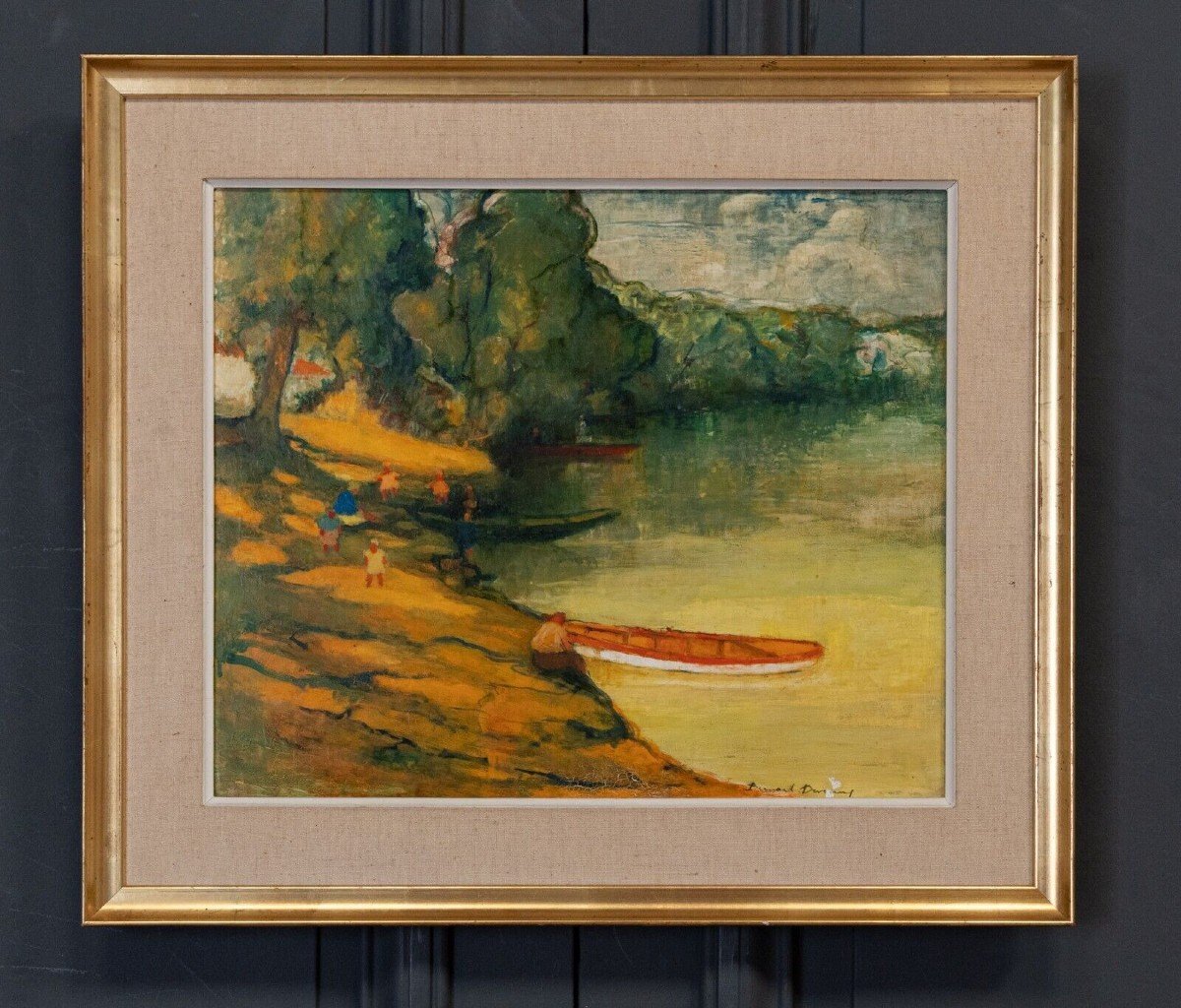 Huile sur panneau par Bernard Devanne Nantes Au Bord de l'eau XXe