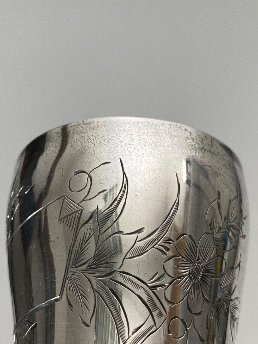 Silver Tumbler Hallmarks Minerva And Goldsmith Rb Engraving Floral Decoration 40 Grams-photo-5