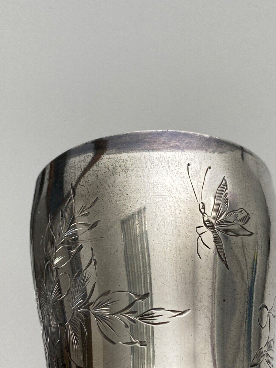 Silver Tumbler Hallmarks Minerva And Goldsmith Rb Engraving Floral Decoration 40 Grams-photo-6