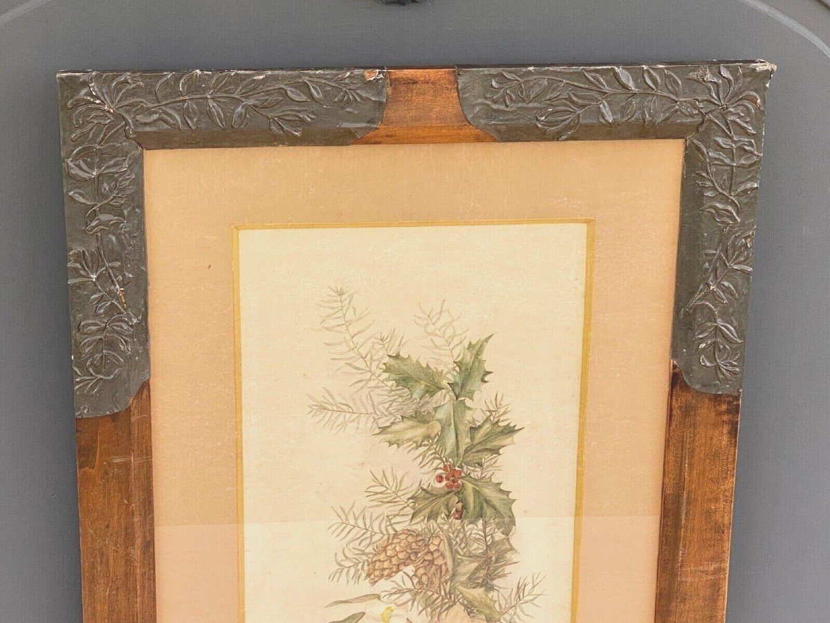 Watercolor On Paper M. Baron Baror To Identify 1909 Bouquet Of Flowers-photo-1