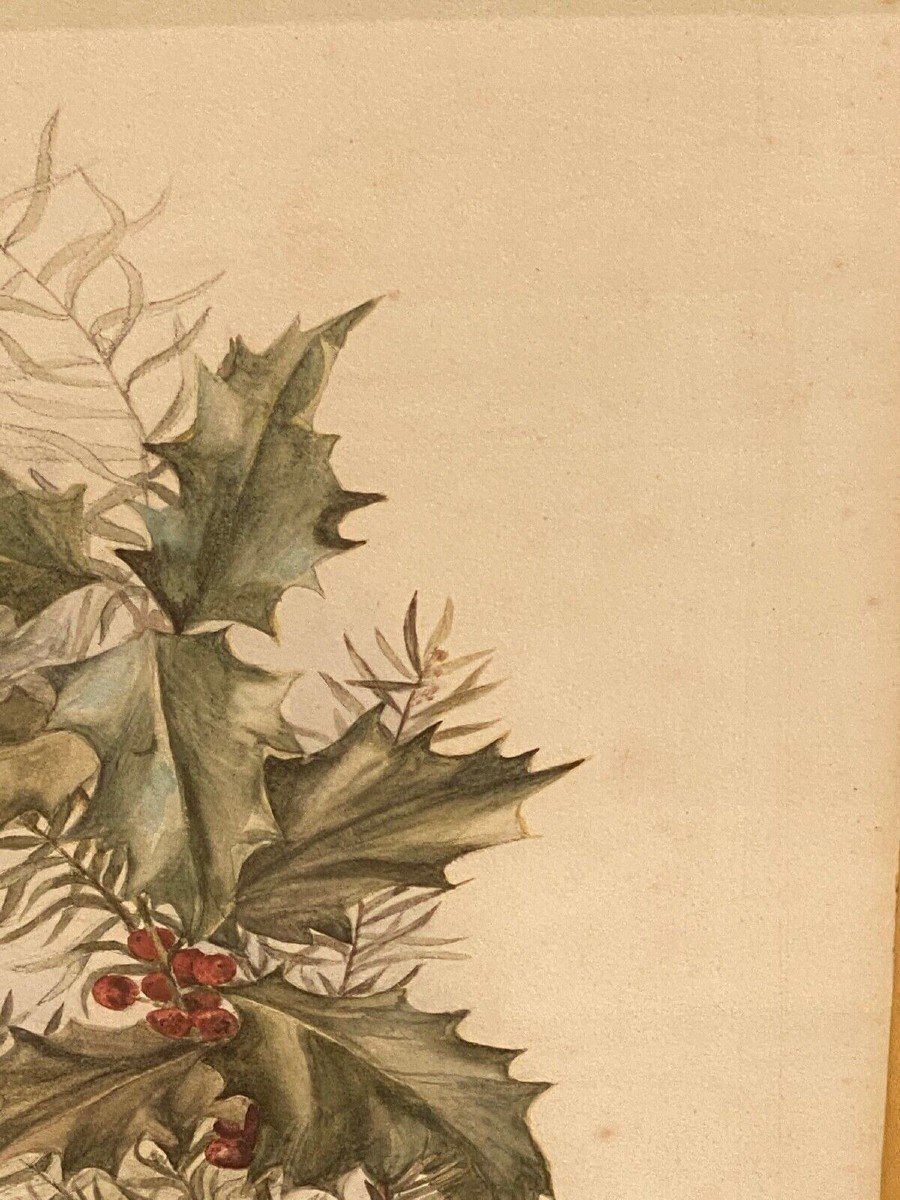Aquarelle sur papier M. Baron Baror à identifier 1909 bouquet de fleurs-photo-7
