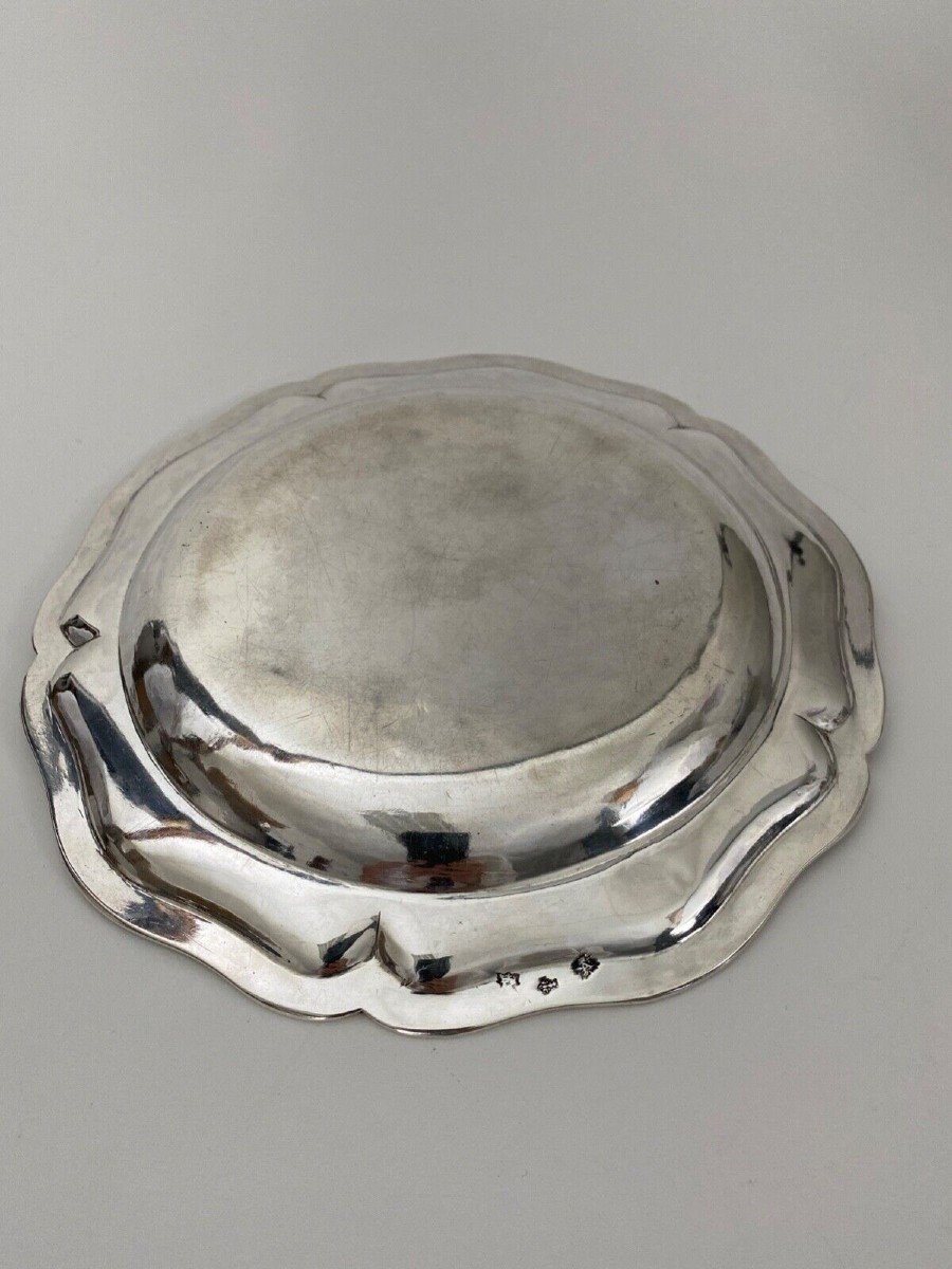 Solid Silver Dish, 18th Century Filet Model, Monogram And Farmers General Hallmarks-photo-4